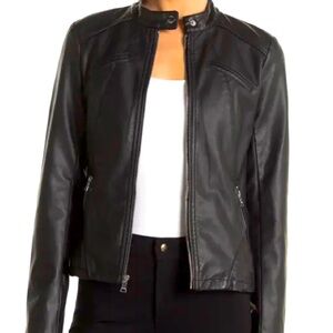 L Guess faux leather black Biker Jacket- NWOT